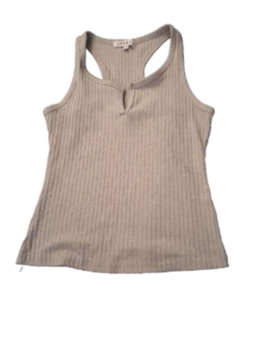Women's Size M Gray Ribbed V-Neck Racerback Sleeveless Cropped Stretch Tank Top